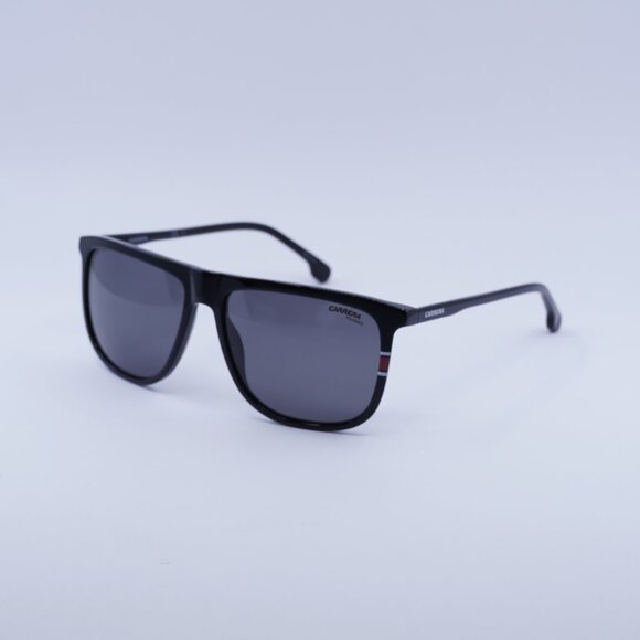 CARRERA 218/S 0807 M9 Sunglasses Black Square Frame Grey Polarized Lenses